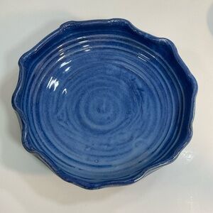 Handmade ceramic blue salad dish